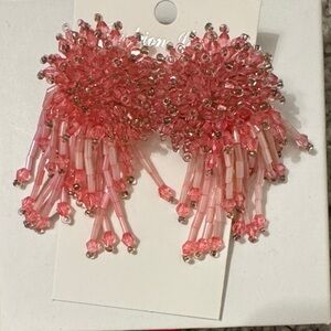 Pink Beaded Statement Earrings